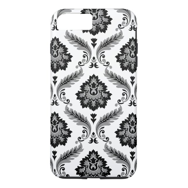 Coques Case-Mate iPhone Rococo Damask Pattern Grey Black White (Dos)