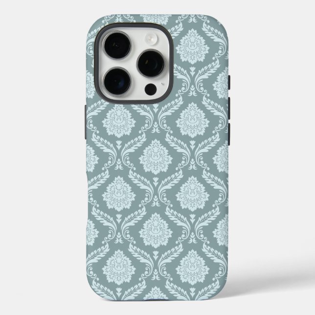 Coques Case-Mate iPhone Rococo Damassé Rpt Motif Œuf de Canard Bleu+Turquo (Verso)