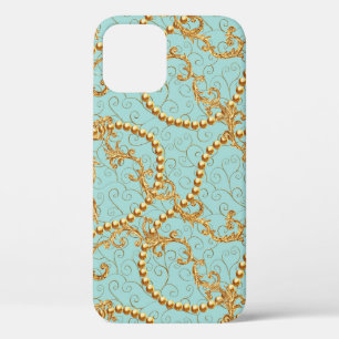 Case-Mate iPhone Case Rococo éléments dorés sans couture motif. Texte or