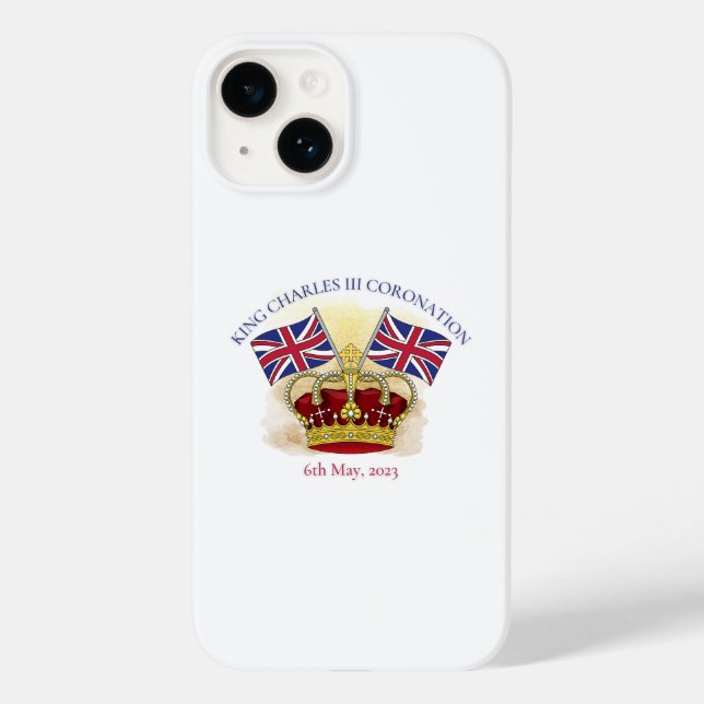 Coques Case-Mate iPhone Roi Charles III Couronne de couronnement et drapea (Verso)