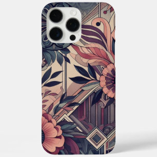 Coque iPhone 16 Pro Max Romance foncée Bourgogne Art Déco Floral Été