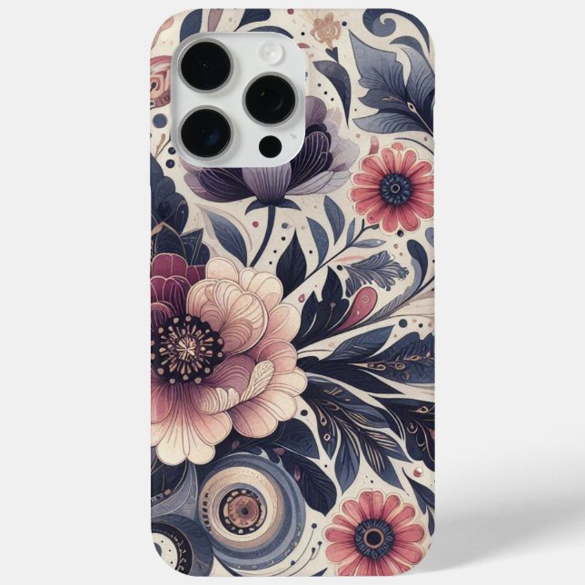 Coques Case-Mate iPhone Romance foncée Bourgogne Art Déco Floral Été (Verso)