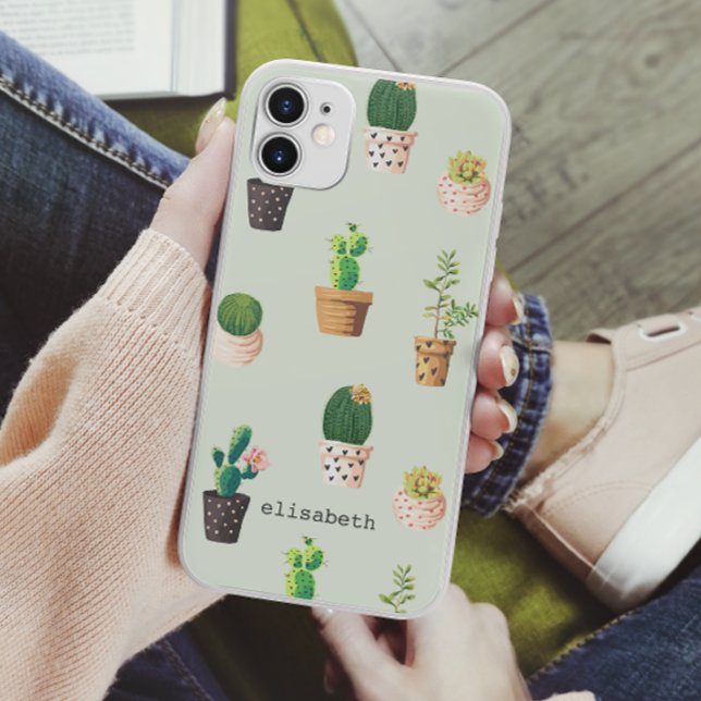 Coques Case-Mate iPhone Romantic Cute succulent cactus ajouter votre nom (Créateur téléchargé)
