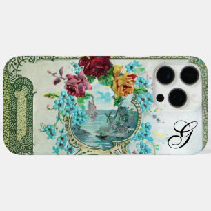 COQUES iPhone 16 PRO MAX ROMANTICA FLORAL MONOGRAM ROSES ET OISEAU VOLANT