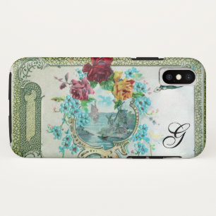 COQUES POUR iPhone ROMANTICA FLORAL MONOGRAMME ROSES ET OISEAU VOLANT