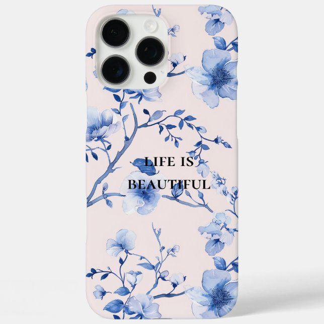 Coques Case-Mate iPhone Romantique bleu bleu floral (Verso)
