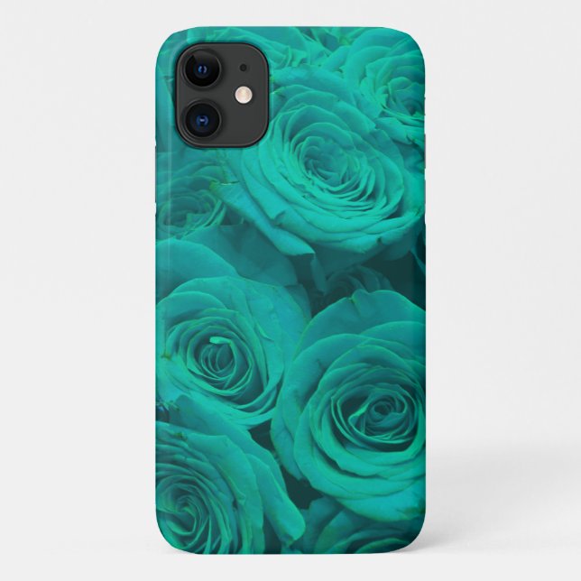 Coques Case-Mate iPhone Romantique élégant classique turquoise-vert roses (Dos)