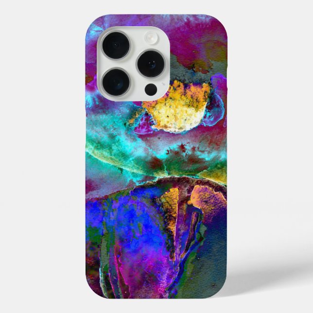 Coques Case-Mate iPhone Romantique élégant violet turquoise peinture de fl (Verso)