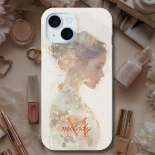 Coque Case-Mate iPhone Romantique Floral Femme Silhouette Personnalisé Mo