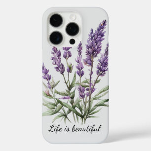 Coque iPhone 16 Pro Romantique Gris Violet Lavande Florale
