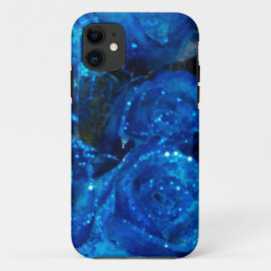 Coques Pour iPhone Romantique Love Blue Glitter Glamour Roses