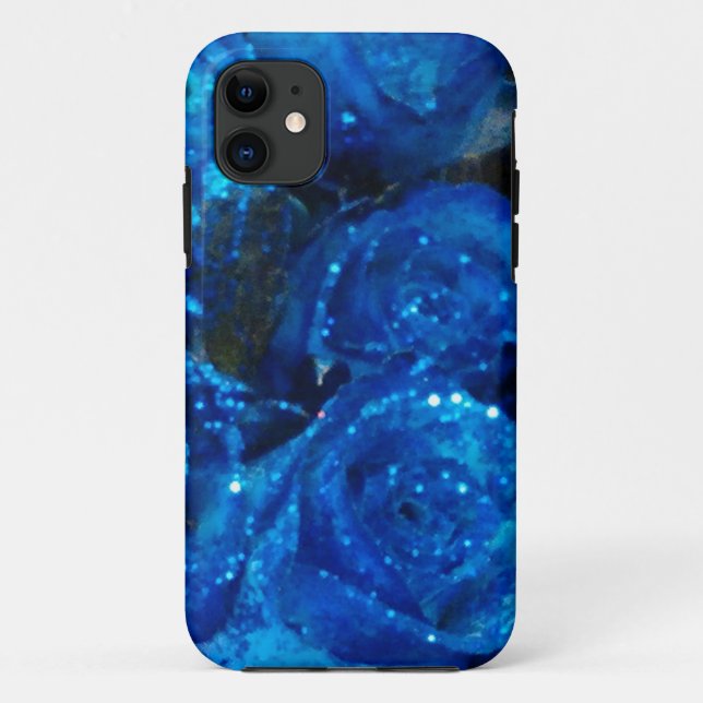 Coques Case-Mate iPhone Romantique Love Blue Glitter Glamour Roses (Dos)