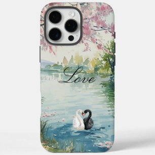 Coque iPhone 16 Pro Max Romantique Swans Lake Amour