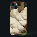 Coques Pour iPhone Roosters & Hen outside Hen House with White Border<br><div class="desc">A rustic art print displaying a vigorous rooster and a hen in a hen house. The darc ecru border is pattern consists of spiral elements. This print would be a gread addition to a rural country home decoration.</div>