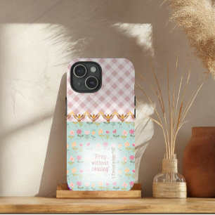Coque Case-Mate iPhone Rose Adorable à Carreaux Pastel Floral Colombes Do