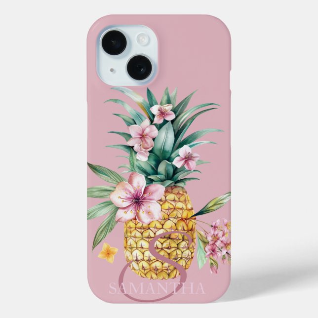 Coques Case-Mate iPhone Rose ananas floral (Verso)