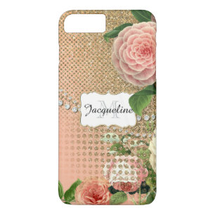 Coque iPhone 7 Plus Rose anglais vintage Glam Old Hollywood Regency