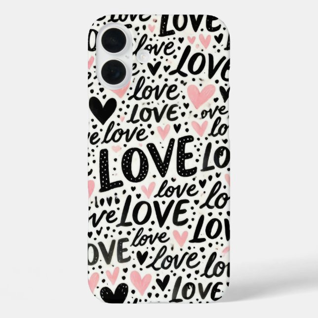 COQUES Case-Mate iPhone ROSE AVEC AMOUR NOIR ET CŒURS (Verso)