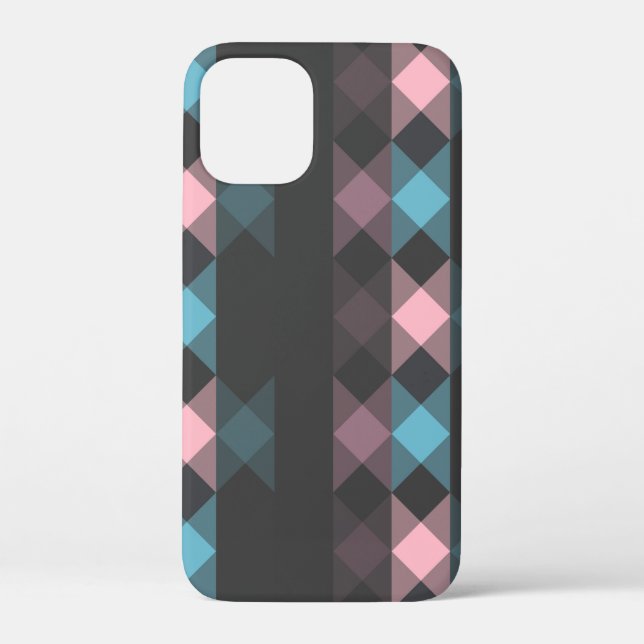 Coques Case-Mate iPhone rose bleu et gris géométrique (Verso)