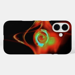 COQUE POUR iPhone 16 ROSE BLEU FRACTAL ROUGE