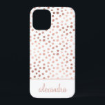 Case-Mate iPhone Case Rose Bleu - Rose Gold Polka Motif Monogramme<br><div class="desc">Rose Bleu - Rose Or et Blanc Faux Foil Faisceau Main Tirée Pointe Motif Monogramme Personnalisé Smart Phone Boîtier. Veuillez contacter le concepteur pour customiser les articles correspondants.</div>
