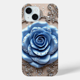 Coque Case-Mate iPhone Rose Bleue Élégante avec Diamants Brillants