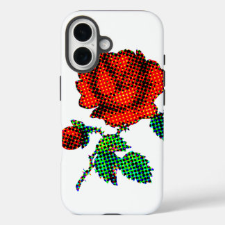 Coque Pour iPhone 16 Rose Bloom Halftone Fine Art