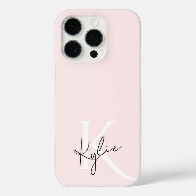 Coques Case-Mate iPhone Rose Blush moderne Nom du monogramme personnalisé  (Verso)