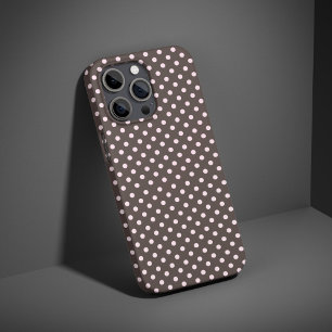 Coque Pour iPhone 16 Rose & Brown Polka Dot mignon Aesthétique tendance