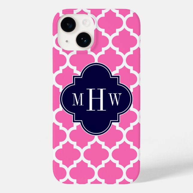 Coques Case-Mate iPhone Rose Chaud #2 Blanc Marocain #5 Navy 3 Monogramme  (Verso)