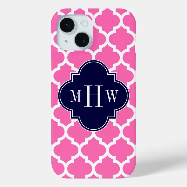 Coques Case-Mate iPhone Rose Chaud #2 Blanc Marocain #5 Navy 3 Monogramme  (Verso)