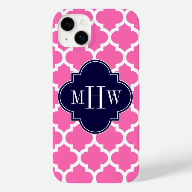 Coques Case-Mate iPhone Rose Chaud #2 Blanc Marocain #5 Navy 3 Monogramme  (Verso)