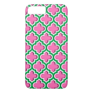 Coque iPhone 7 Plus Rose chaud #2, Emeraude, Quatrefoil marocain #5DS
