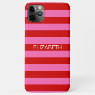 Case-Mate iPhone Case Rose chaud #2, Red Horiz Preppy Nom de bande Monog