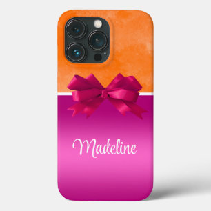 Case-Mate iPhone Case Rose chaud et orange personnalisé avec bow