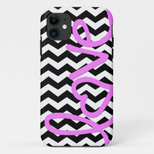 Case-Mate iPhone Case Rose d'amour sur Chevron noir et blanc