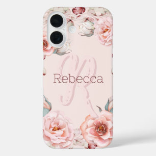 Coque Pour iPhone 16 Rose d'aquarelle Wreath personnalisée Rose
