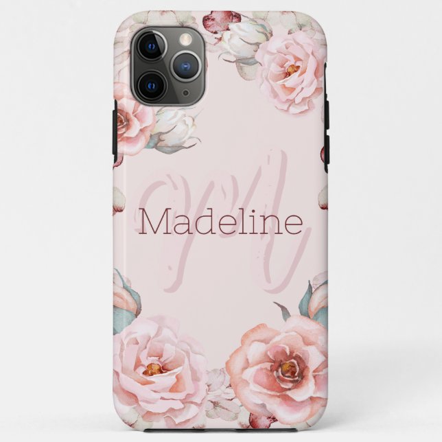 Coques Case-Mate iPhone Rose d'aquarelle Wreath personnalisée | Rose (Dos)