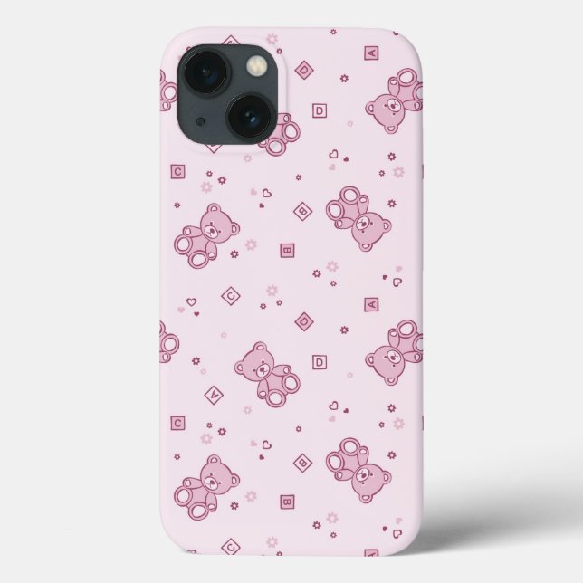 Coques Case-Mate iPhone Rose d'arrière - plan de nounours (Verso)