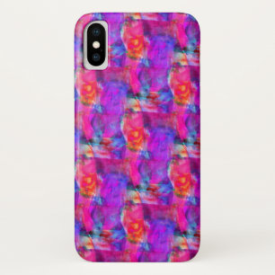 Coques Pour iPhone Rose d'art, bleu, arrière - plan rouge de texture