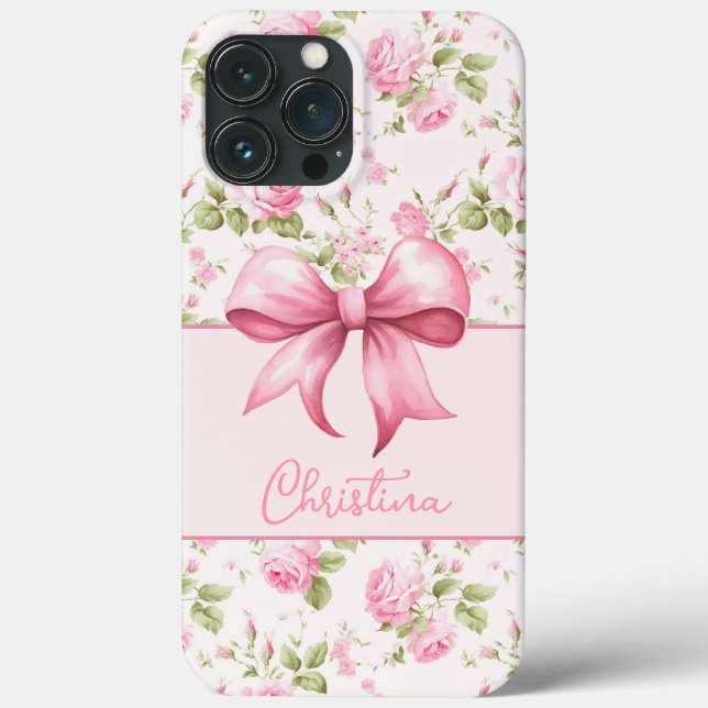 Coques Case-Mate iPhone Rose de cottage rose avec coquette Bow (Verso)