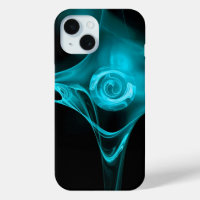 ROSE DE FRACTAL BLEU AQUA turquoise EN NOIR