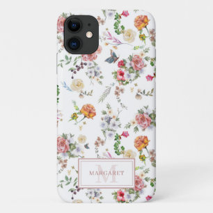 Case-Mate iPhone Case Rose de jardin rose Floral Aquarelle Monogramme Ca