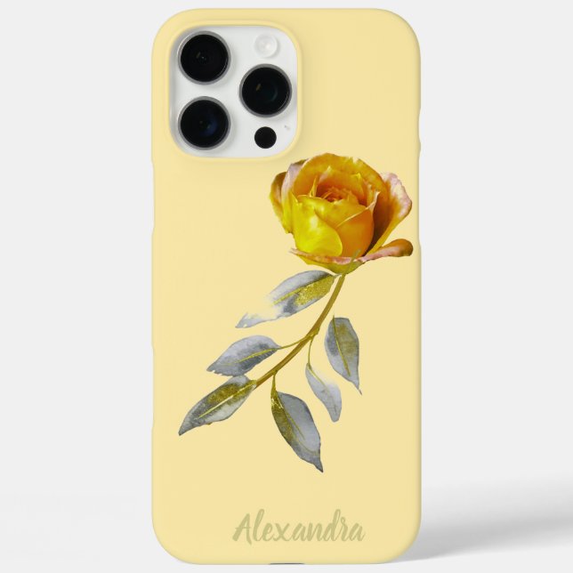 Coques Case-Mate iPhone Rose de la paix & Jaune Beurre avec feuilles dorée (Verso)