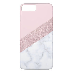 Coque Case-Mate Pour iPhone rose de marbre blanc de parties scintillantes