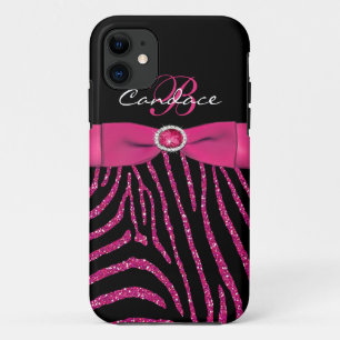 Coque Case-Mate iPhone Rose de monogramme, caisse noire de l'iPhone 5 de