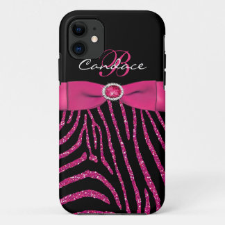 Coque Case-Mate iPhone Rose de monogramme, caisse noire de l'iPhone 5 de