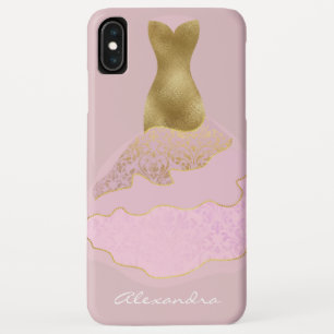 Case-Mate iPhone Case Rose de monogramme - robe Girly de feuille d'or