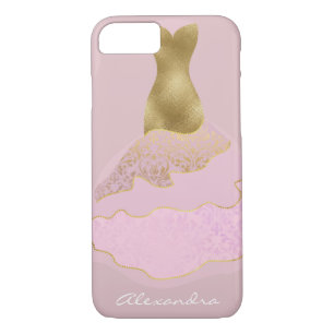 Case-Mate iPhone Case Rose de monogramme - robe Girly de feuille d'or