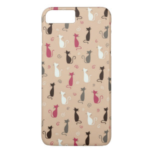 Coque iPhone 7 Plus rose de motif de chats